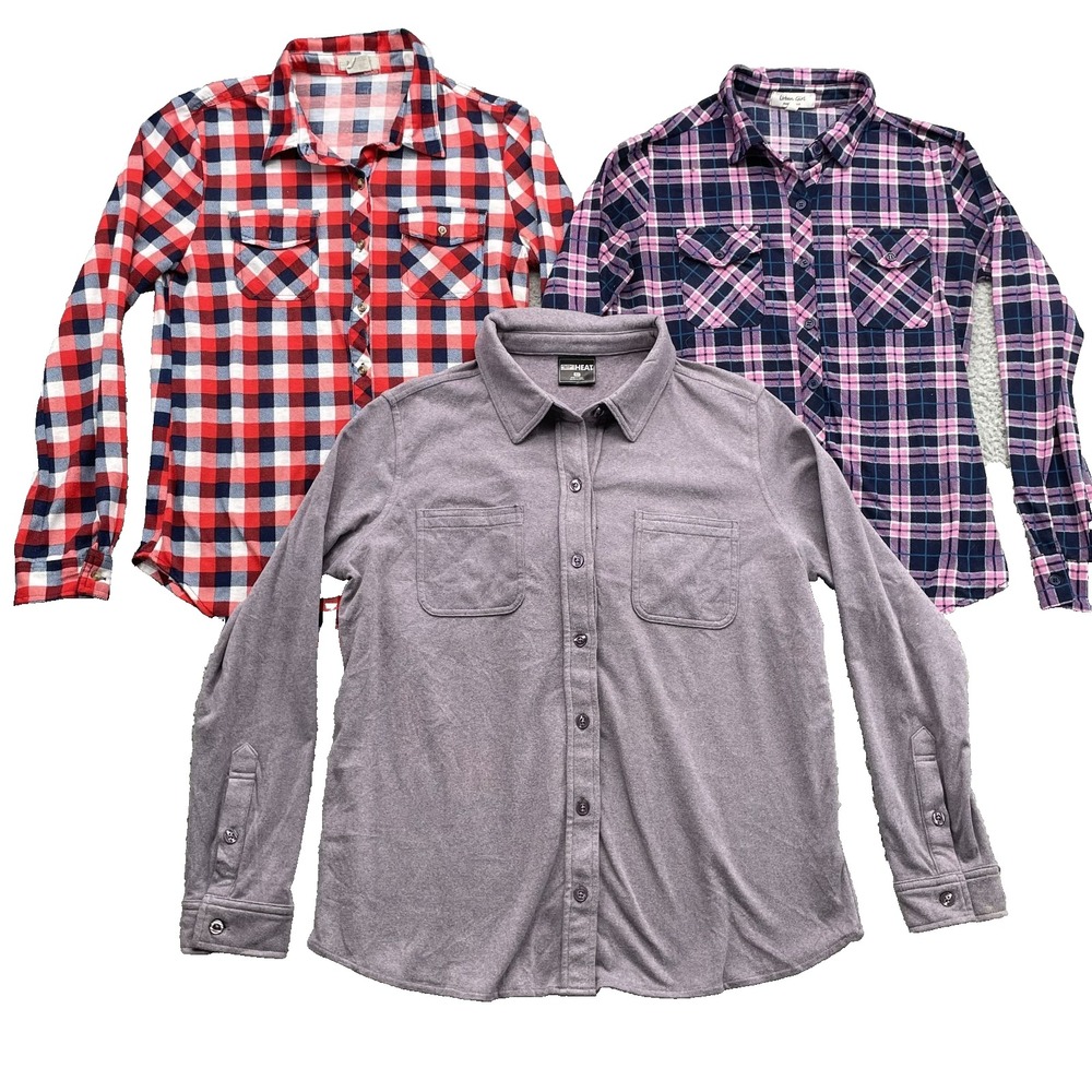 Flannel Shirt Lot of 3 Women Medium Western Cabin Outdoors Grunge Rodeo Gorpcore